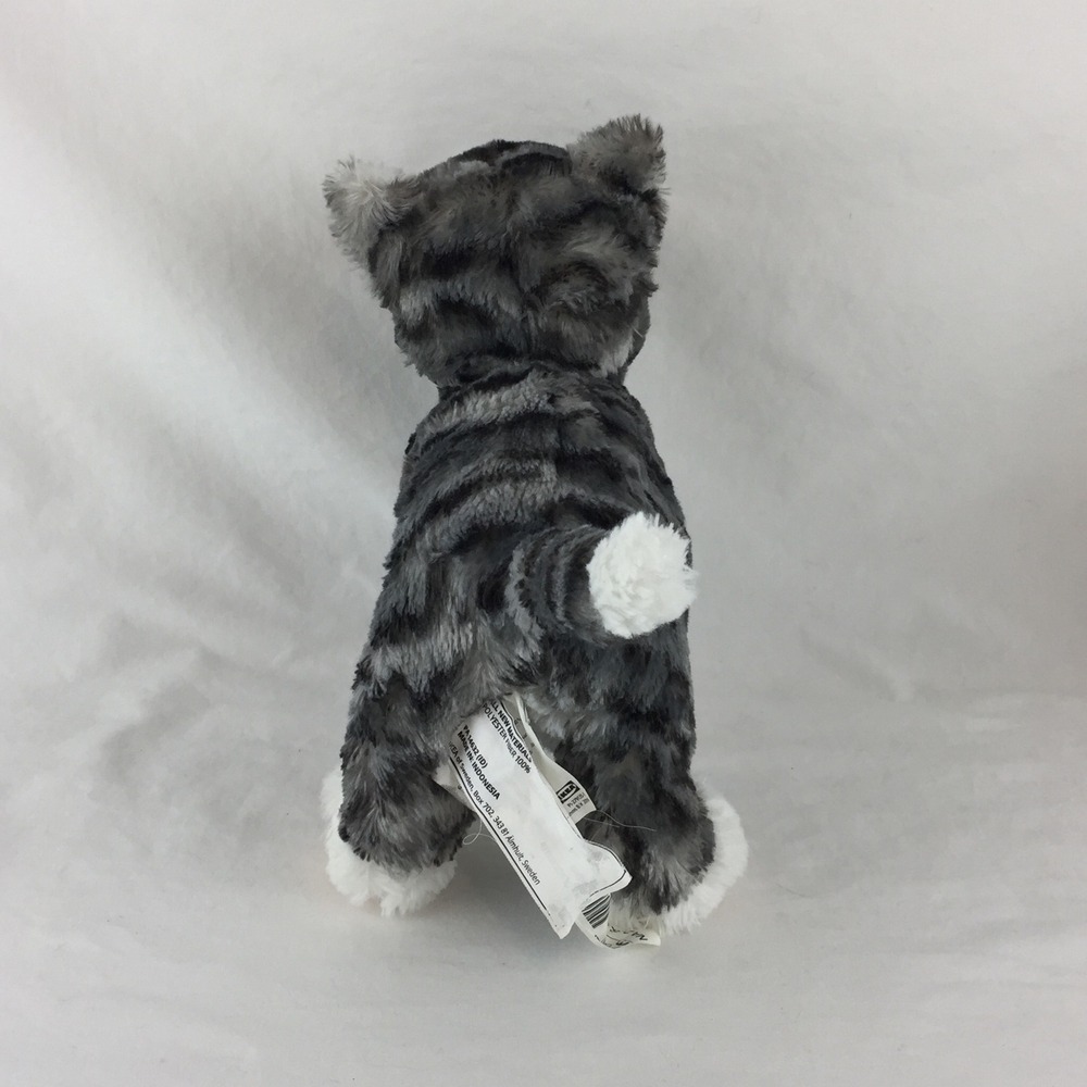 IKEA LILLEPLUTT‎ Plush Cat 10" Grey White Striped Tabby Kitty Stuffed Animal - Picture 3 of 8